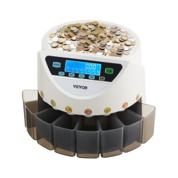 EURO Coin Sorter with Large LCD Display Hold up to 1500 Coins 5 Coin Tubes