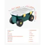 VEVOR Garden Scooter with Seat, 2 in 1 Rolling Garden Cart with Storage Bin, Supports up to 123kg, Outdoor Wagon with Handle, Li