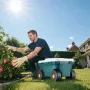 Garden Scooter with Seat, 2 in 1 Rolling Garden Cart with Storage Bin, Supports up to 123kg, Outdoor Wagon with Handle, Lightwei