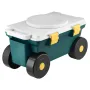 Garden Scooter with Seat, 2 in 1 Rolling Garden Cart with Storage Bin, Supports up to 123kg, Outdoor Wagon with Handle, Lightwei