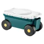Garden Scooter with Seat, 2 in 1 Rolling Garden Cart with Storage Bin, Supports up to 123kg, Outdoor Wagon with Handle, Lightwei