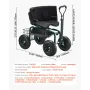 Garden Seat with Wheels, Rolling Garden Stool with Height Adjustable & 360° Swivel Seat, 181 kg Weight Capacity, Gardening Cart 
