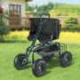 Garden Seat with Wheels, Rolling Garden Stool with Height Adjustable & 360° Swivel Seat, 181 kg Weight Capacity, Gardening Cart 