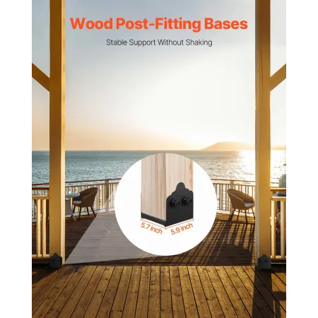 6x6 Post Base 2 Pcs, Inner Size 5.9x5.55 inch / 150x141 mm Post Brackets, Heavy Duty Carbon Steel Decking Posts, Wood Posts Brac