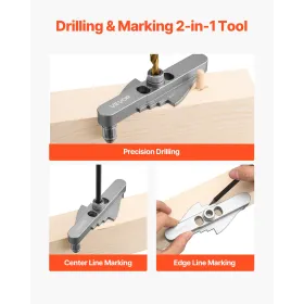VEVOR Doweling Jig Kit, Self Centering Dowel Drill Jig for Straight Holes, with Drill Bit Set 6.4 / 7.9 / 9.5 mm and Drill Bit S
