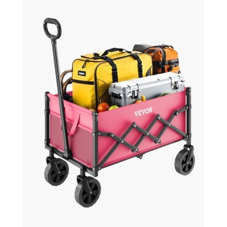 Collapsible Wagon Carts 120L & 225LBS Heavy Duty Folding Garden Cart Pink