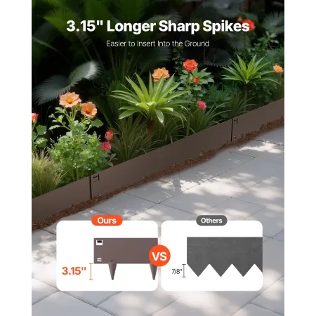 VEVOR Steel Landscape Edging, 5 Packs 39 x 5 in Rust-Resistant Metal Landscape Edging, Bendable Garden Edging Border, Heavy Duty