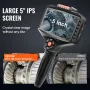 Triple Lens Inspection Camera with Light, 12.7cm IPS Screen Industrial Borescope, 8X Zoom 1080P HD Split Screen, 10 LED Lights S
