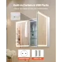VEVOR Lighted Medicine Cabinet with Mirror, 60 x 80 cm Wall-Mounted, 3 Color Dimmable LED Bathroom Medicine Cabinet with HD Mirr
