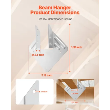 Hurricane Ties for Rafter, Inner Size 5.31x1.57x2.48 in / 135x40x63 mm, Heavy Duty Hurricane Straps, Heavy Duty Rafter Ties Brac