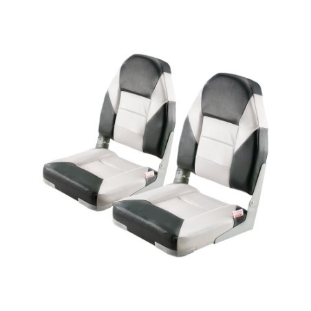 Boat Seat High Backrest Folding Boat Seat Sponge Cushion Black & Grey