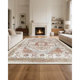 VEVOR Area Rug, 8 x 10 ft Large Washable Rug, Non-Slip and Tear-Resistant Soft Carpet, Pet & Child Friendly Vintage Area Rugs, I