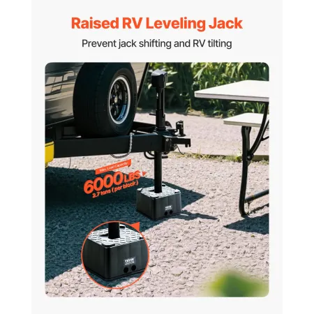 Trailer Jack Block, 6" High Heavy Duty RV Leveling Block with 6000 lbs Capacity, RV Jack Stand, Motorcycle Stand, Stool, Camper 