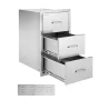 Outdoor Kitchen Drawers, 18.5"W x 22.5"H x 22.5"D Triple Access Drawers, Stainless Steel Flush Mount Cabinets, BBQ Island Drawer