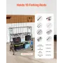 VEVOR Fishing Rod Holder for 15-Rods, Mobile Fishing Pole Rack Cart with Wheels, Fish Gear Equipment Organizer for Garage Home I