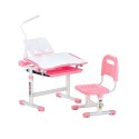 Kids Chair and Desk Set Table Lamp Adjustable Height & Tilted Desktop Pink