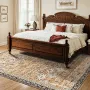 Area Rug, 7.5 x 9.5 ft Large Washable Rug, Non-Slip and Tear-Resistant Soft Carpet, Pet & Child Friendly Vintage Area Rugs, Indo