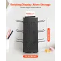 Rotating Pegboard Display Stand, 18.8 x 18.8 x 42.6 cm 4-Sided Spinning Peg Board Display with 24 Hooks, Thickened Cold-Rolled S