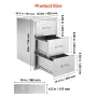 Outdoor Kitchen Drawers, 16.5"W x 29"H x 20.5"D Triple Access Drawers, Stainless Steel Flush Mount Cabinets, BBQ Island Drawers 