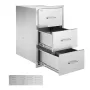 VEVOR Outdoor Kitchen Drawers, 16.5"W x 29"H x 20.5"D Triple Access Drawers, Stainless Steel Flush Mount Cabinets, BBQ Island Dr