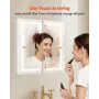 Lighted Medicine Cabinet with Mirror, 65 x 65 cm Recessed or Wall Mount, 3 Color Dimmable LED Bathroom Medicine Cabinet with HD 