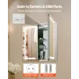 Lighted Medicine Cabinet with Mirror, 65 x 65 cm Recessed or Wall Mount, 3 Color Dimmable LED Bathroom Medicine Cabinet with HD 