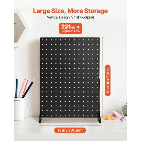 VEVOR Pegboard Display Stand, 43 x 33 cm Bordplade Pegboard Display Stand, Tilbehør Rack Organizer, fortykket koldvalset Stee