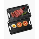 14x8.5 i reversibel grillgrillbagdel Forkastet BBQ pan støbejern sort