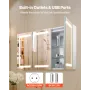 VEVOR Lighted Medicine Cabinet with Mirror, 100 x 60 cm Wall-Mounted, 3 Color Dimmable LED Bathroom Medicine Cabinet with Temper