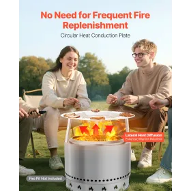 VEVOR Fire Pit varmeafviser til solo komfur Yukon, 685,8 mm bålrunde til brændebål, 304 rustfrit stål varme D