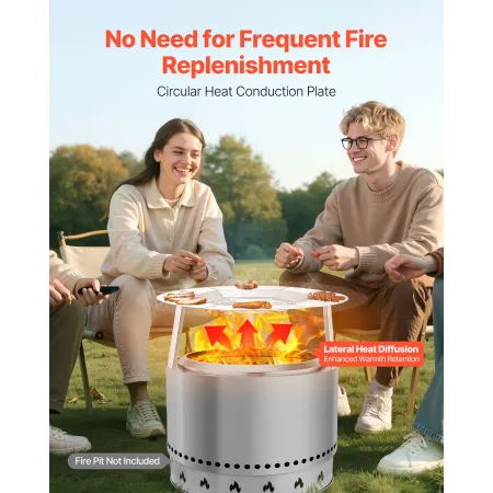 VEVOR Fire Pit Heat Deflector for Solo Stove Yukon, 685.8 mm Bonfire Round for Wood Burning Fire Pit, 304 Stainless Steel Heat D