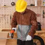 Leather Welding Cape Sleeve, Heavy Duty Flame Resistant Cowhide Safety Cape Sleeves for Men Women, Heat-Resistant for Welding, B