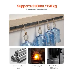 VEVOR 10FT Sliding Lading Door Hardware Kit, 330 LBS vægtkapacitet, kompatibel med 60 tommer maks. bredde og 1-3/8 til 1-3/4