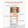 VEVOR Bambus over toiletopbevaringsskabet, 175 cm højde badeværelsesopbevaringsorganer med dobbeltdør og indvendig justerbar