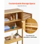 VEVOR Bamboo Over The Toilet Storage Cabinet, 175 cm Height Bathroom Storage Organizer with Double Door & Inner Adjustable Shelf