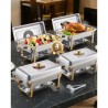 8 Qt 4 Pack Rectangle Chafing Dish Buffet Set Fullsize Pan Stainless Steel