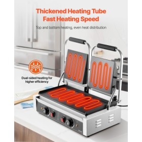 Commercial Panini Press Grill Electric Sandwich Maker Plate Flat