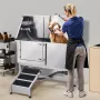 Stainless Steel Dog Washing Station, 157.48 cm Pet Grooming Tub w/ Ramp, PE Water Filter Board, Faucet & Showerhead & Soap Holde