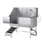 VEVOR Stainless Steel Dog Washing Station, 157.48 cm Pet Grooming Tub w/ Ramp, PE Water Filter Board, Faucet & Showerhead & Soap