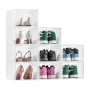 Shoe Storage Boxes, 9 Pack Clear Stackable Shoe Boxes Storage Organizers with Magnetic Door, Fit up to US Size 13, Plastic Sneak