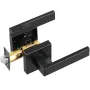 Passage Door Handle, 1 Pack Matte Black Door Lever, Left or Right Handing Reversible Lever Non-Locking, 45° Rotation to Open, Un