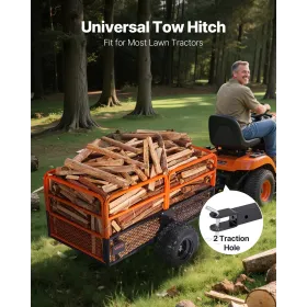 VEVOR Garden Utility Trailer, 28 Cu. Ft. & 800 kg, ATV UTV Trailer, Træk Bag Stål Dump Trailers, Aftageligt Bagpanel, Heavy D