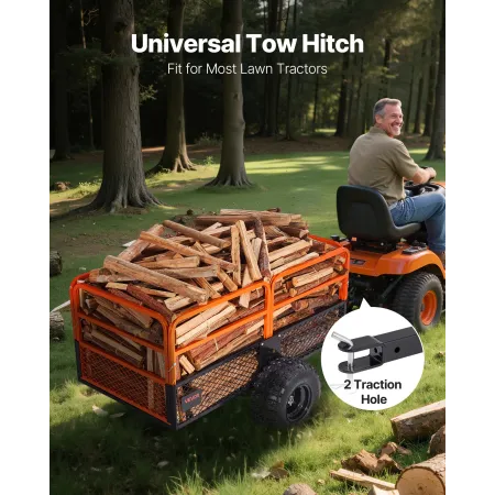 VEVOR Garden Utility Trailer, 28 Cu. Ft. & 800 kg, ATV UTV Trailer, Træk Bag Stål Dump Trailers, Aftageligt Bagpanel, Heavy D