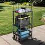 Fishing Rod Holder for 10-Rods, Mobile Fishing Pole Rack Cart with Wheels, Fish Gear Equipment Organizer for Garage Home Indoor 