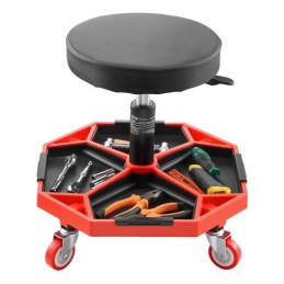 Rolling Mechanic Stool Adjustable Garage Seat 300 lbs Load with Wheels