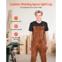 Leather Welding Apron Split Leg, Heavy Duty Cowhide Flame Resistant Welding Pants for Men Women, Heat-Resistant Safety Apron wit