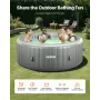 Inflatable Hot Tub, 6 to 8 Person Capacity, 2400 x 660mm Round Portable Outdoor Spa, with 130 Soothing Jets, Headrest, LED Light