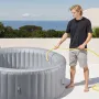 Inflatable Hot Tub, 6 to 8 Person Capacity, 2400 x 660mm Round Portable Outdoor Spa, with 130 Soothing Jets, Headrest, LED Light