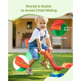 VEVOR Kids Seesaw, 24.95 kg Load Capacity per Seat, Sit and Spin Teeter Totter with Handles, Kids Outdoor Playground Equipment, 