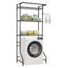 Over Washer and Dryer Storage Shelf Single Row 3 Tiers Washer Rack Black